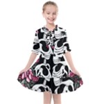 black and white rose sugar skull Kids  All Frills Chiffon Dress