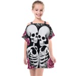 black and white rose sugar skull Kids  One Piece Chiffon Dress