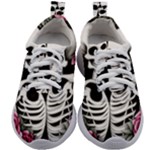 black and white rose sugar skull Kids Athletic Shoes