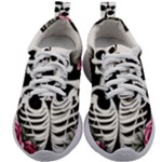 black and white rose sugar skull Kids Athletic Shoes