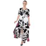 black and white rose sugar skull Waist Tie Boho Maxi Dress