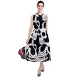 black and white rose sugar skull Round Neck Boho Dress