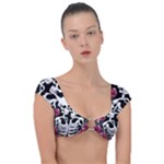 black and white rose sugar skull Cap Sleeve Ring Bikini Top