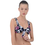 black and white rose sugar skull Front Tie Bikini Top