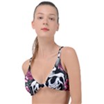 black and white rose sugar skull Knot Up Bikini Top