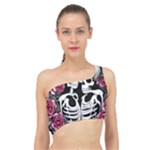 black and white rose sugar skull Spliced Up Bikini Top 