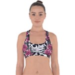 black and white rose sugar skull Cross Back Hipster Bikini Top 