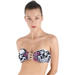 black and white rose sugar skull Twist Bandeau Bikini Top