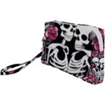 black and white rose sugar skull Wristlet Pouch Bag (Small)