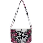 black and white rose sugar skull Double Gusset Crossbody Bag