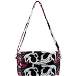 black and white rose sugar skull Removable Strap Clutch Bag