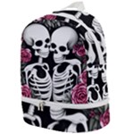 black and white rose sugar skull Zip Bottom Backpack