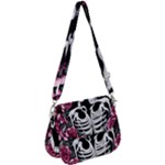 black and white rose sugar skull Saddle Handbag