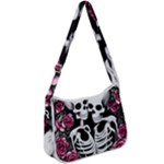 black and white rose sugar skull Zip Up Shoulder Bag