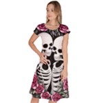 black and white rose sugar skull Classic Short Sleeve Dress