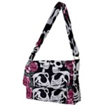 black and white rose sugar skull Full Print Messenger Bag (L)