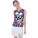 black and white rose sugar skull Women s Sleeveless Sports Top