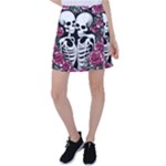 black and white rose sugar skull Tennis Skirt