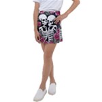 black and white rose sugar skull Kids  Tennis Skirt