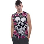 black and white rose sugar skull Men s Regular Tank Top