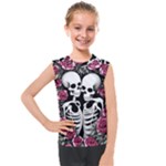 black and white rose sugar skull Kids  Mesh Tank Top