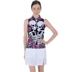 black and white rose sugar skull Women s Sleeveless Polo Tee