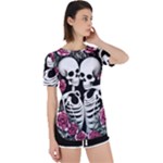 black and white rose sugar skull Perpetual Short Sleeve T-Shirt