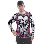 black and white rose sugar skull Men s Pique Long Sleeve Tee