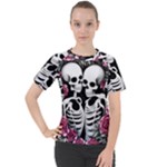 black and white rose sugar skull Women s Sport Raglan Tee