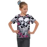 black and white rose sugar skull Kids  Mesh Piece Tee