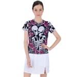 black and white rose sugar skull Women s Sports Top