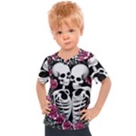 black and white rose sugar skull Kids  Sports Tee