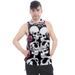 black and white rose sugar skull Men s Sleeveless Hoodie