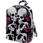 black and white rose sugar skull Zip Up Backpack