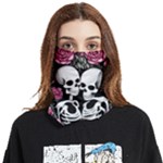 black and white rose sugar skull Face Covering Bandana (Two Sides)