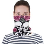 black and white rose sugar skull Face Seamless Bandana (Adult)