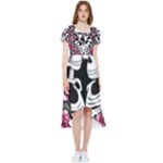 black and white rose sugar skull High Low Boho Dress