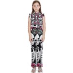 black and white rose sugar skull Kids  Sleeveless Ruffle Edge Band Collar Chiffon One Piece