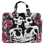 black and white rose sugar skull MacBook Pro 13  Double Pocket Laptop Bag