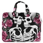 black and white rose sugar skull MacBook Pro 13  Double Pocket Laptop Bag