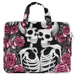 black and white rose sugar skull MacBook Pro 16  Double Pocket Laptop Bag 