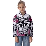 black and white rose sugar skull Kids  Half Zip Hoodie