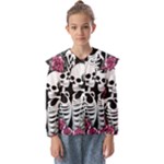 black and white rose sugar skull Kids  Peter Pan Collar Blouse