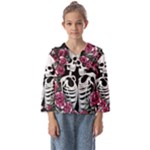 black and white rose sugar skull Kids  Sailor Shirt