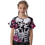 black and white rose sugar skull Kids  Cut Out Flutter Sleeves