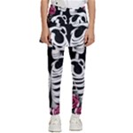 black and white rose sugar skull Kids  Skirted Pants