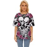 black and white rose sugar skull Oversized Basic Tee
