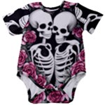 black and white rose sugar skull Baby Short Sleeve Bodysuit