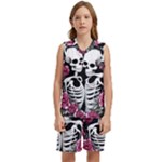 black and white rose sugar skull Kids  Basketball Mesh Set