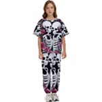 black and white rose sugar skull Kids  Tee and Pants Sports Set